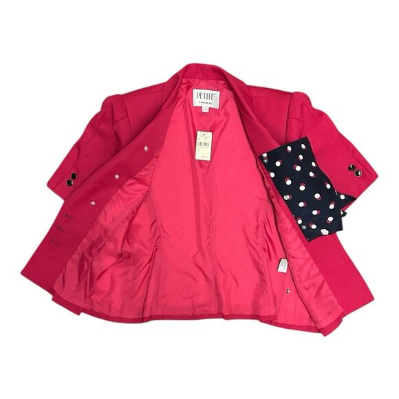 Vintage Petite Sophisticate Women’s Blazer Size 6 Polka Dot Scarf, Fuchsia, NWT - Picture 7 of 8